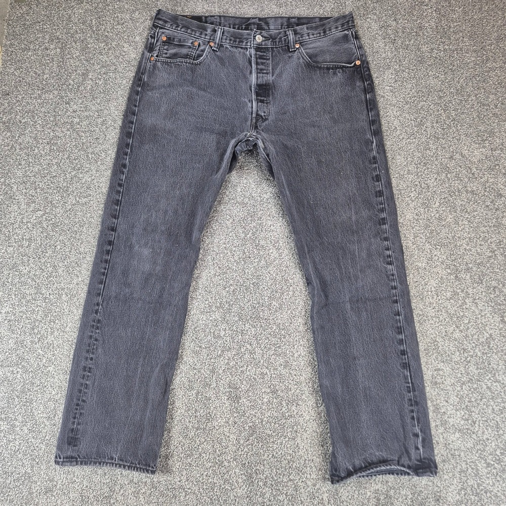 Levi's 501 Original Fit Jeans Mens 38x32 (36x29) Black Washed Denim